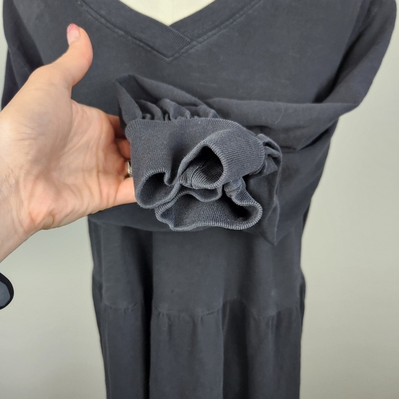 Nation LTD Black Cotton Long Sleeve Tiered mini Dress Size M Whimsigoth Soft - Picture 14 of 14